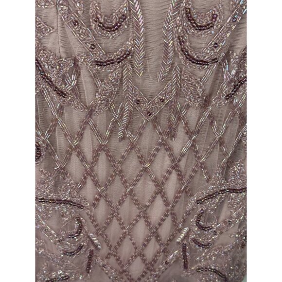NEW Lara 29176 Deep V Beaded Mini Dress Lined Size 6 in PINK Cashmere - Picture 6 of 7